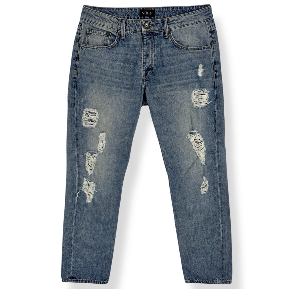Strom Relaxed Boyfriend Jeans Size 27 Distressed 100% Cotton‎ Button Fly Grunge